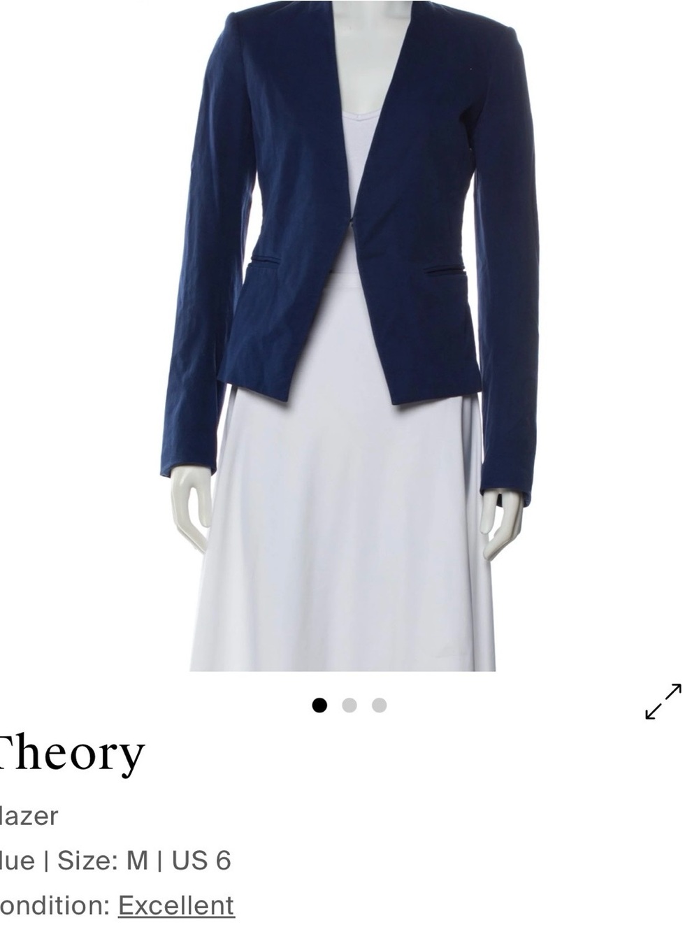 Theory Navy Open-Front Tailored Blazer